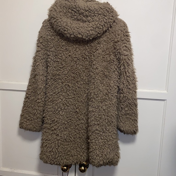 Zara Basic Outerwear Small Texture Coat With Hood Color Mink - Picture 4 of 13